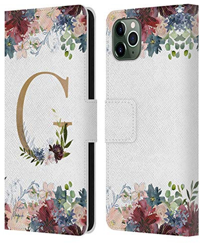 Head Case Designs Officially Licensed Nature Magick Letter G Flowers Monogram Floral Gold Leather Book Wallet Case Cover Compatible With Apple iPhone 11 Pro Max