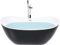 Edle Acryl Badewanne oval freistehend schwarz mit Überlauf 170 x 77 cm Antiqua