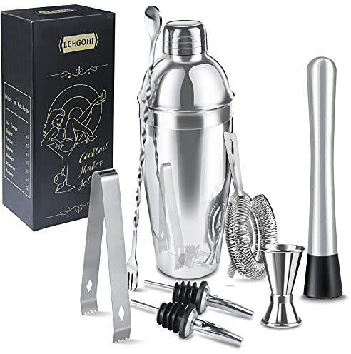 Shaker Cocktail Professionnel Set, 8 Pièces Cocktail Bartender Kit, 750ml Set à Cocktail en Acier Inoxydable, Outil De Barman pour Bar et Maison Ensemble de Fabrication de Cocktails Cadeau