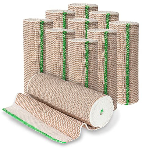 Vakly Elastic Bandage Wrap 6'' x 5 Yds, Self-Closure Compression Roll 10 Pk