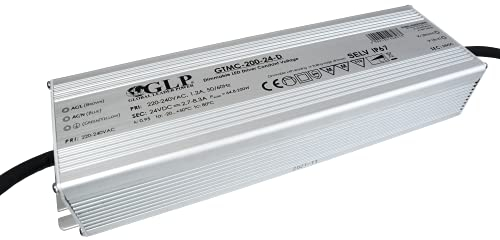 GLP 24v DC 200w Netzteil primär/direkt dimmbar MM Möbeleinbau Trafo Driver GLP GTMC-200-24-D Spritzwasserfest nach IP67 (200w)