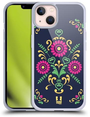 Head Case Designs Azul Medianoche Rosemåling Noruego Caso Funda de Gel Suave Compatible con Apple iPhone 13