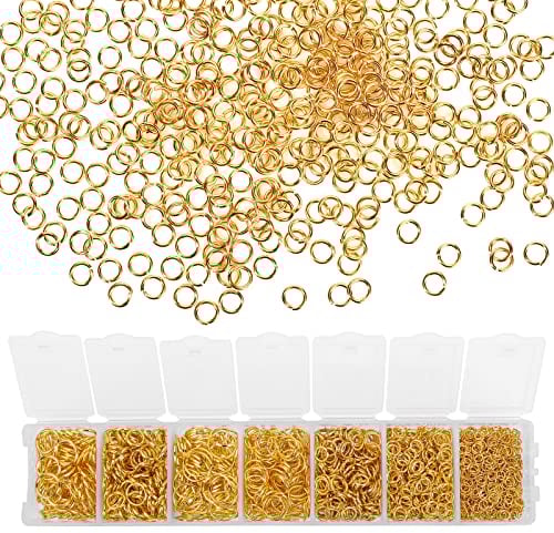 1500 Stück Biegeringe Spaltring Vergoldete Schmuckverbinder Einzelschleife Offene Kettenglieder 3 mm 4 mm 5 mm 6 mm 7 mm 8 mm 9 mm 7 Größen Box Set DIY Charm Making Armband Zubehör