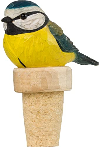 WILDLIFEGARDEN Wildlife Garden WG4994 Flaschenverschluss Blaumeise - Dekorativer Handgeschnitzter Flaschenverschluss