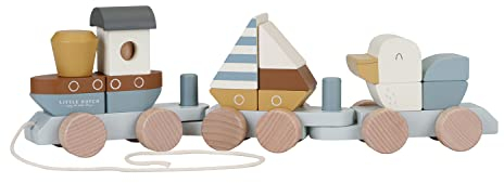 Little Dutch 7068 FSC Holz Eisenbahn Zug mit Steck-Formen und Zugschnur - Sailors Bay