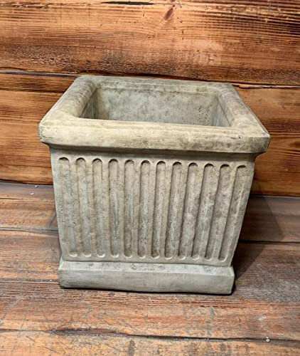 J and L Stone Ornaments Large Stone Brick Georgian Square Plant Pot Planter Ornaments - Grey - Outdoor - 26cm x 26cm x 26cm