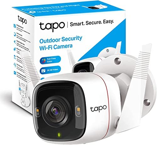 Tapo Cámara de Seguridad 2K 4MP QHD para Exteriores con Cable, IP66 Resistente a la Intemperie, detección de Movimiento/Persona, Funciona con Alexa y Google Home, Sirena integrada, visión