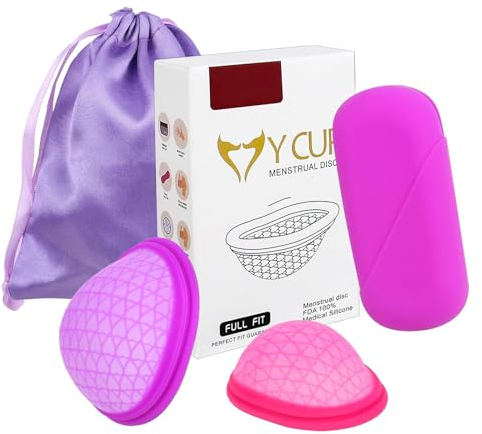 CTDMJ Menstrual Disc Set of 2 (S & L) with Storage Bag, Flat-fit Cup, Reusable, Medical-Grade Silicone, Soft Period Disc, Feminine Hygiene & Care, Menstrual Cups,Tampon, Pad Alternative(Purple)