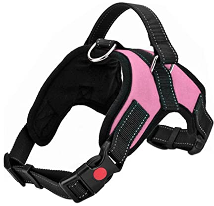 FYY Dog Harness No Pull, Breathable Adjustable Pet Vest, Reflective Oxford Easy Control Dog Harness with Sturdy Handle for Small Medium Large Dogs M-Pink