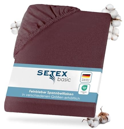 Setex - Feinbiber Bettlaken mit Gummizug kuschelig weich - Biber Spannbettlaken aus 100% Baumwolle mit rundum Spanngummi - Bettwäsche ganzjährig - Betttuch 90x200 cm Bordeaux