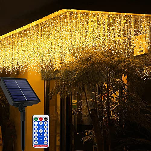 YRHome 15m 600 LEDs Solar Lichterkette Eisregen mit Fernbedienung - 13 Modi, Timer & Speicherfunktion! Erschaffen Sie magische Atmosphäre für Weihnachten, Garten, Hochzeit und Halloween