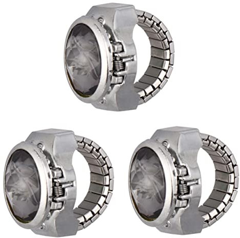 Mikikit 3st Ringe Für Herrenmode Herrenuhren Ringuhren Modeuhren Für Damen Fingerring Vintage Uhrenring Uhren Für Funky Ringe Herrenringe Mutter Mini Elastischer