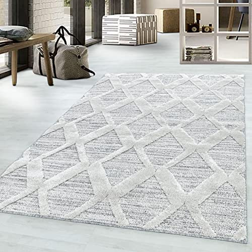 Morhane Pisa Rhombus Teppich hochflor rechteckig 60x110cm grau