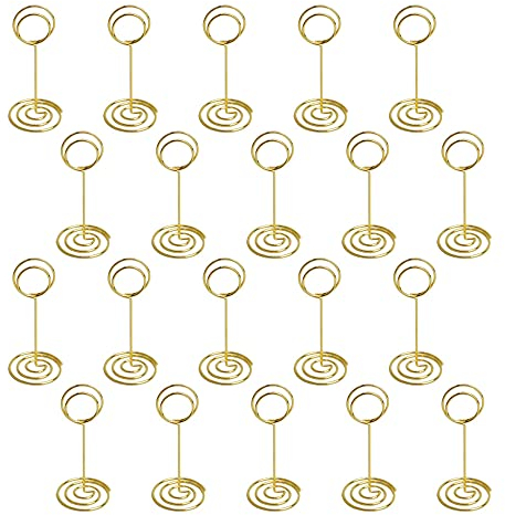 Gativs Segnatavolo per Matrimonio 20 Pezzi Segnaposto Mollette Porta Memo Pacco Tavolo Foto Titolare Tavolo Titolari di Carta Numero di Tabella Supporto da Tavolo Segnaposto Metallo Portafoto Clip