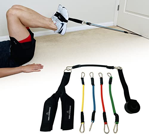Reverse Squat Resistance Band Workout Strap Set | Fußschlaufe, Widerstandsbänder und Türanker im Lieferumfang enthalten