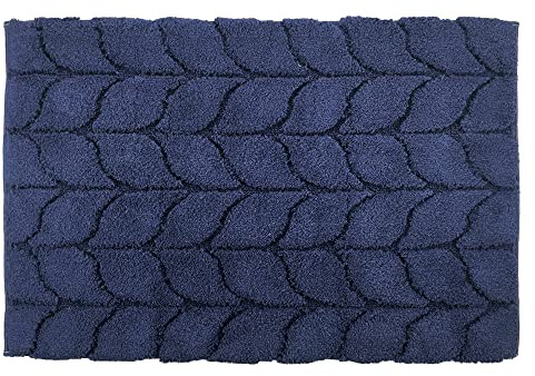 saniplast Teppich Zopf mit elegantem weichen Relief-Dekor, Größe 70 x 135 cm - Farbe Dark Denim