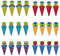 Oblique Unique® Mini Zuckertüten Holz Konfetti Bunt für Schuleinführung Einschulung Schulanfang Streudeko Tischdeko