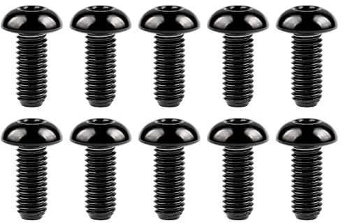 Wanyifa Titanium Water Bottle Cage M5 Bolt Pack of 10 (Black, M5x12mm) | Button Head Allen Key Ti Screws