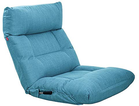 BUJOG Bodenstuhl mit 42-Fach Verstellbarer Rückenlehne und Kopfstütze, zusammenklappbarer Liegestuhl mit verstellbarem Griff, Sofastuhl zum Lesen, Fernsehen, Meditieren oder Spielen (Farbe: D)