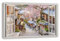 HUBDECO Leinwandbild Fensterblick Japanische Sakura Bild 70x50 cm - Landschaftsbilder auf Leinwand - Wandbilder Wohnzimmer - Bild Fenster mit Ausblick - Aesthetic Room Decor - Wanddeko Schlafzimmer
