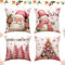 Allony 4er Set Kissenbezug Weihnachten, Rosa Weihnachtskissenbezug, Kissenbezug 45x45 Weihnachten, Weihnachtlich Dekorativer Kissenbezug Mit Weihnachtsmann, Schneemann, Weihnachtsbaum (A)