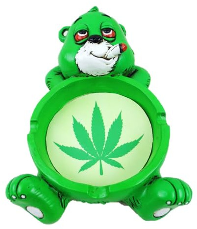Wise Skies Funky Ashtrays Choose Your Own Skull Rasta Man Alien Resin Ash Trays Accessories (Don't Care Bear Green)