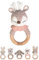 wunderwunsch® - Personalisierter Beißring Baby - Niedlicher Greifling für Baby's ab 0 Monate - Babyrassel mit Name als Baby Geschenk für Mädchen und Jungen (Reh mit rosa Kragen,ohne Gravur)