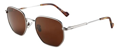 ZENOTTIC Polarisiert Sonnenbrille Damen Herren – Sechseckig Metall rahmen | Hochglanz Metallrahmen quadratisch UV Schutz – TAC Gläser mit 99 % Blendfreiheit fürs Autofahren, Wandern , Outdoor Partys