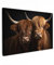 MuchoWow© Leinwände Groß 120x80 cm XXL Wall Decoration Bilder für die Wand Schlafzimmer Deko Pictures Canvas Painting Wanddekoration Wohnzimmer Schottische Hochlandrind - Kälber - Schwarz - Kuh