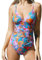 CUPSHE Damen Badeanzug V Ausschnitt Bauchweg Raffungen Triangelkörbchen Blumenmuster Einteilige Bademode Swimsuit Boho-Paisley-Druck M