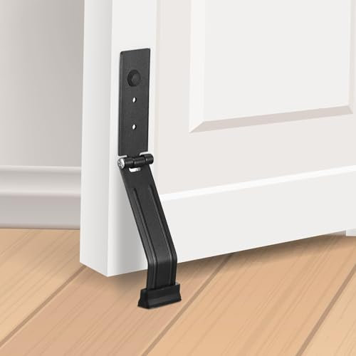 sourcing map Door Stoppers for Bottom of Door, No Drilling Door Stop, Self-Adhesive Door Holder to Keep Door Open, Easy Pedal Kickdown Doorstop, Black
