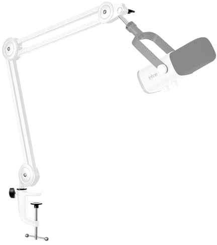 FIFINE Brazo de micrófono, soporte de micrófono ajustable, adaptador de 3/8 a 5/8, clip de micrófono, tres bridas de cables