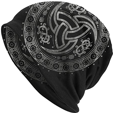 JHBTFQ Wikinger Beanie-Mütze für Herren Damen Stricken Doppellagig Skullies Herbst Sommer Odin-Mythos Nordisches Geschenk