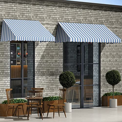 Home Items, Bistro-Markise, 400 x 120 cm, Blau und Weiß, Anzugmöbel