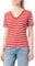 Tommy Hilfiger Camiseta de Manga Corta para Mujer New Slim Cody V-Neck con Cuello de Pico, Multicolor (Primary Red/Ecru STP), XL