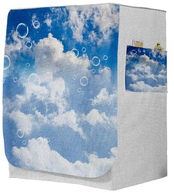 Highdi 3D Waschmaschinenabdeckung, Staubdicht Sonnenschutz für Frontlader Waschmaschine Staubdichte Staubdichte Abdeckung Waschmaschine (L-Kapazität 10.5~12kg,Musik 6)