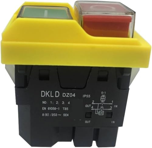 Interrupteur à Bouton-Poussoir électromagnétique étanche à 4 Broches DKLD DZ04 on Off Start Stop for rectifieuse 250 VCA 8 (6) A