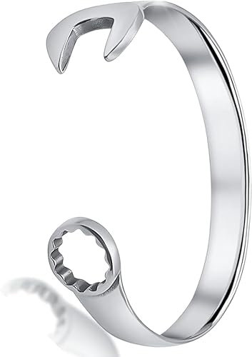 INTERNATIONAL BRANDS EXCESS STOCK TRADING U.K. I BEST U.K Mens Bracelets, Silver Cuff Bangle, Vintage Motorcyclist Gift for Men (Spanner Plain)