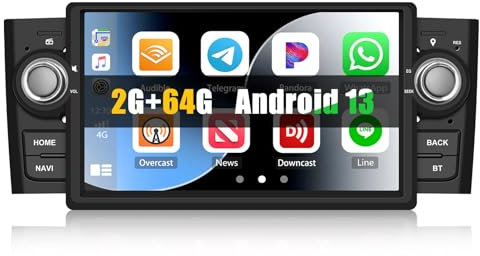 [2+64G] SIXWIN Android 13 Radio Coche para Fiat Punto(2005-2009)/Linea(2007-2011) con CarPlay&Android Auto&Mirrorlink,7 Pulgadas Pantalla Táctil con Bluetooth/WiFi/GPS/FM/RDS/USB