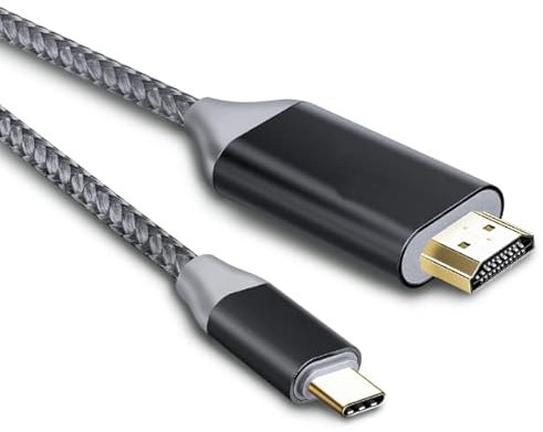 Cavo da USB-C a HDMI, 1,8 m, adattatore da tipo C a HDMI, 4K Thunderbolt 3 a HDMI, compatibile con MacBook Pro, MacBook Air, iPad Pro, Samsung S20/Note10/S10, HuaWei Mate, i-phone15/16 (grigio)