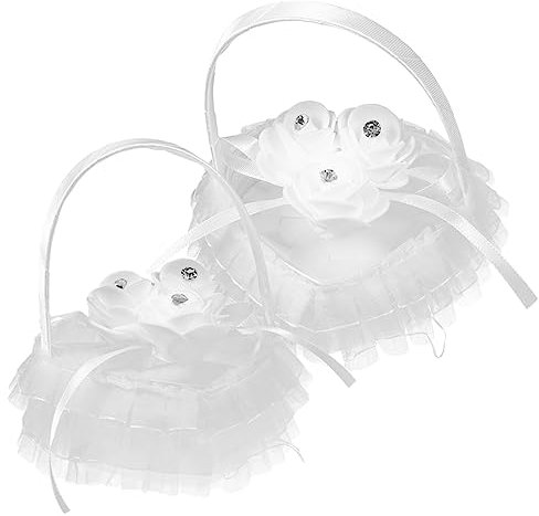 CAXUSD Blumenkorbkissen Für Hochzeit Kissen Für Zeremonie Verlobungskissen Griff Weiß Elegantes Design