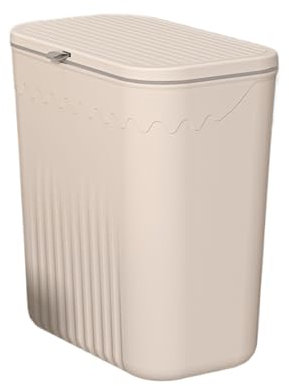 Hanging Kitchen Trash Bin, 10L Wall Mounted Garbage Can Kitchen with Lid Trash Can Waste Bins Under Sink Bins Counter Top Bin for Bedroom Bathroom (Deep White)