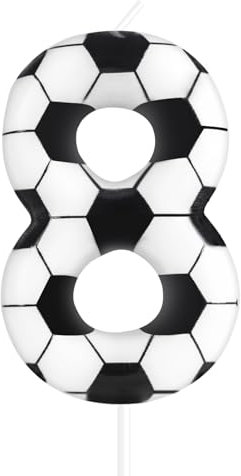 Zolunu Soccer Themed 8th Birthday Cake Candle, Number 8 Candle, Sport-Themed Party Decorations Supplies