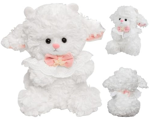 Bocguy 23CM Schaf Kuscheltier, Stofftier Schaf Mit Fliege, Schaf Plüschtier Geschenk für Jungen Mädchen Babys
