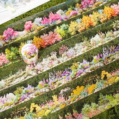 Scrapbooking Zubehör Stickers Set,Arpaper 6 Rolls PET Washi Tape Stickers,Blumen Aesthetic Sticker Decorative for Journal,Bullet Journal Zubehör,Photo Album,DIY Crafts(Shrubs Flower Series)