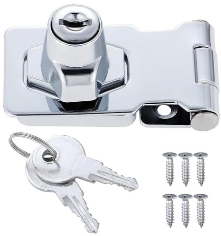 2 Pcs Keyed Hasp Locks,Twist Knob Keyed Security Hasp Door Bolt Latch,Door Lock Hasp with Key for Shed Door Cabinet Cupboard Drawer Furniture（2.5 Inch）