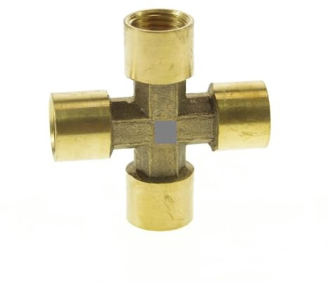 FQHIDMOMX 1/4 BSP Female 4 Way Cross Pipe Brass Fitting Connectors Pipe Adapter Coupler