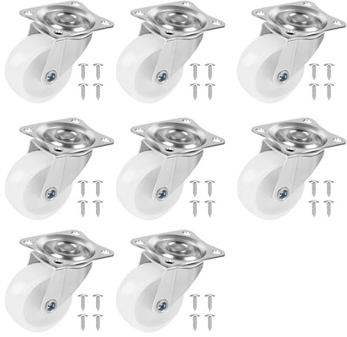 Flintronic 8 Stück Ø40mm Drehbar Lenkrollen, 1.5in Transportrollen Rollen, 360° Drehbar-Rollen mit 16 Schrauben, Lenkrollen-Gummirollen, Möbelrollen für Möbel, Geräte & Ausrüstung, kleine Mini-rollen