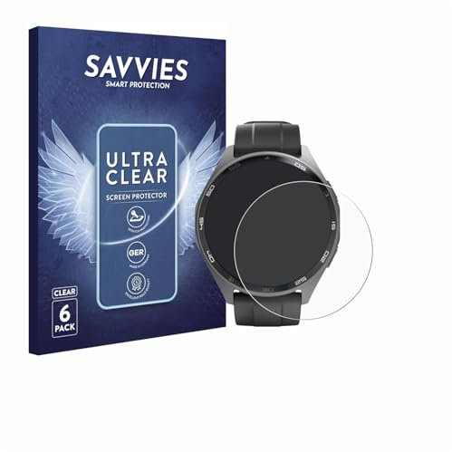 Savvies 6 Stück Schutzfolie für Hama Smartwatch 7010 Displayschutz-Folie Ultra-Transparent