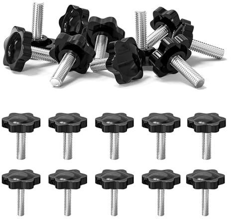 YFLeomry 25 Pièces Vis Papillon m6 x40mm de Pouce Boulon de Serrage à Tête en Forme D'étoile Noire, Pour Machines-outils, Appareils Mécaniques, Décoration de Meubles de Ecrou Papillon